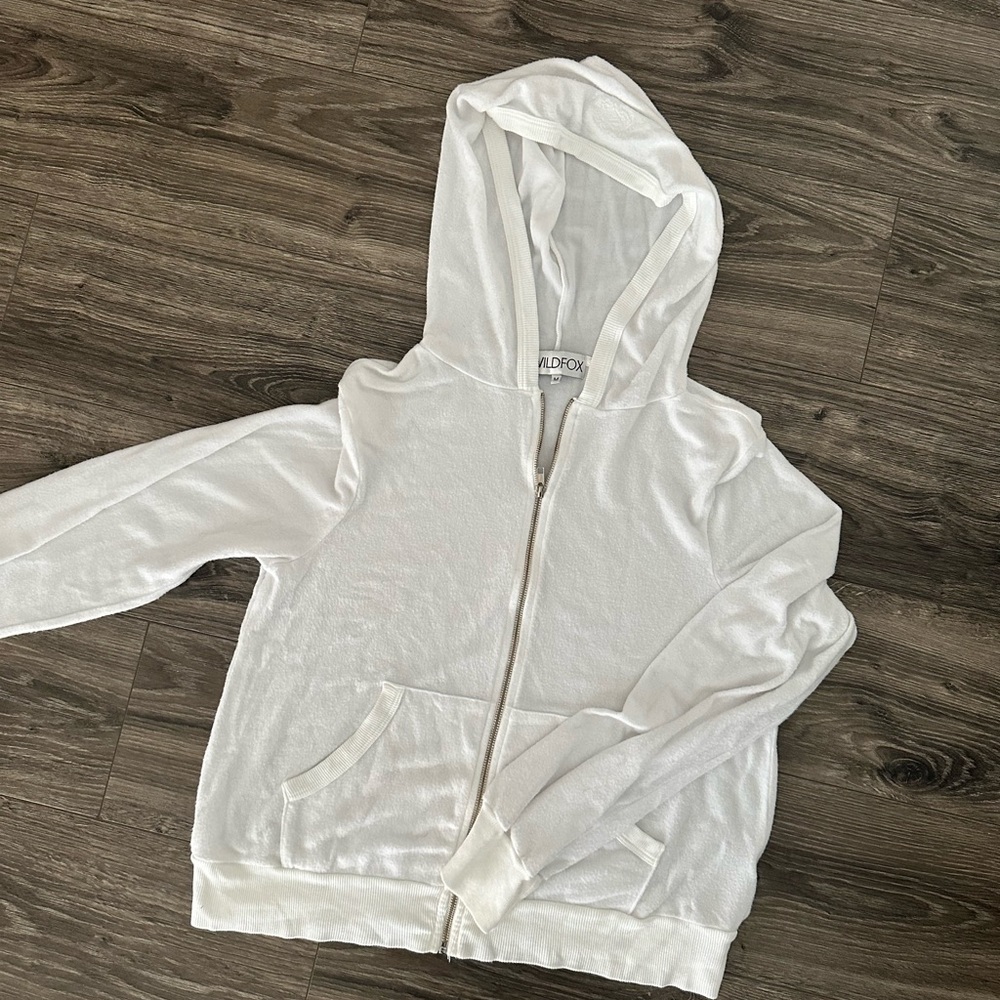 Wildfox White Zip Up Hoodie - Picture 2 of 3